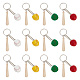 12Pcs 4 Colors Mini Baseball PU Leather Pendant Keychain with Wood Baseball Bat(DIY-OC0011-25)-1