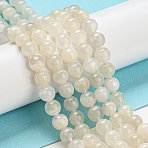 Natural White Moonstone Beads Strands, Grade AB, Round, White, 6mm, Hole: 0.8mm, about 63~66pcs/strand, 16inch(G-F306-05AB-6mm-01)
