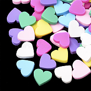 Handmade Polymer Clay Cabochons, Heart, Mixed Color, 7~8x8~9x2mm(X-CLAY-T013-04)