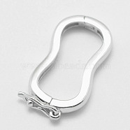 Anti-Tarnish Rhodium Plated 925 Sterling Silver Twister Clasps, Platinum, 25x13x3mm, Inner Diameter: 7.2x20mm(STER-E056-025P)