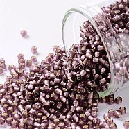 TOHO Round Seed Beads, Japanese Seed Beads, (26BF) Matte Silver Lined Medium Amethyst, 11/0, 2.2mm, Hole: 0.8mm, about 5555pcs/50g(SEED-XTR11-0026BF)