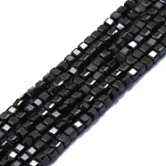 Natural Black Spinel Beads Strands, Faceted, Cube, 2x2x2mm, Hole: 0.6mm, about 182pcs/strand, 15.16''~15.55''(38.5~39.5cm)(G-P457-B01-31)