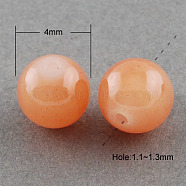 Imitation Jade Glass Beads Strands, Spray Painted, Round, Light Salmon, 4mm, Hole: 1.1~1.3mm, about 200pcs/strand, 31.4 inch(DGLA-S076-4mm-11)
