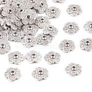 5-Petal Brass Micro Pave Clear Cubic Zirconia Bead Caps, Cadmium Free & Nickel Free & Lead Free, Real Platinum Plated, 9x9x3mm, Hole: 1.5mm(X-ZIRC-P001-31P)