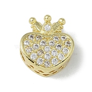 Rack Plating Brass Micro Pave Clear Cubic Zirconia Beads, Long-Lasting Plated, Lead Free & Cadmium Free, Heart, Real 18K Gold Plated, 11x10.5x7mm, Hole: 2.5mm(KK-A220-09G)