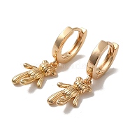 Brass Dangle Hoop Earrings, Bear, Light Gold, 26x8mm(EJEW-M238-75KCG)