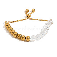 Retro Stainless Steel 18K Gold Acrylic Bead Rope Bracelet(PM1309-2)