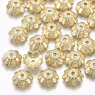 CCB Plastic Bead Caps, Multi-Petal, Flower, Light Gold, 10x3.5mm, Hole: 1.5mm(CCB-T006-036KC)