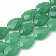 Natural White Jade Beads Strands, Dyed, Faceted, Drop, 18x13x5mm, Hole: 1mm, about 22pcs/strand, 15.5 inch(G-S292-21-1)