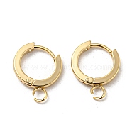 201 Stainless Steel Huggie Hoop Earrings Findings, with Vertical Loop, with 316 Surgical Stainless Steel Earring Pins, Ring, Real 24K Gold Plated, 13x2mm, Hole: 2.7mm, Pin: 1mm(STAS-A167-01F-G)