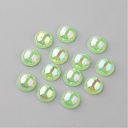 Acrylic Cabochons, AB Color Plated, Half Round, Light Green, 8x4mm(MACR-Q171-8mm-10)