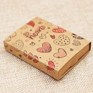 Kraft Paper Boxes and Earring Jewelry Display Cards, Packaging Boxes, with Heart Pattern, BurlyWood, Folded Box Size: 7.3x5.4x1.2cm, Display Card: 6.5x5x0.05cm(CON-L015-B10)