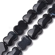 Natural Black Agate Beads Strands, Bowknot, 16~16.5x12.5~13x5~5.5mm, Hole: 1.4mm, about 13pcs/strand, 8.46''(21.5cm)(G-K359-D05-01)