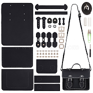 DIY Imitation Leather Satchel Making Kits, including Fabrics, Adjustable Shoulder Straps, Threads, Needles, Scissor, Screwdriver, Buckles, Black(DIY-WH0399-06B)