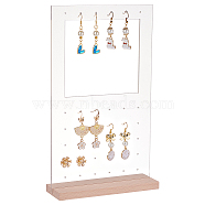 Transparent Acrylic Vertical Earring Display Stands with Wooden Base, Desktop Jewelry Organizer Holder for Earring Storage, Rectangle Pattern, Finish Product: 15x5x25.5cm(EDIS-WH0021-48A)