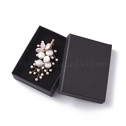 Wedding Corsage Natural Keshi Pearl Brooch, Elegant Flower Lapel Pin, Wire Wrap Beads Pin, Golden, Antique White, 66.5~72.5x35~49x18mm, Pin: 0.6mm(JEWB-BR00061-01)