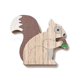 Autumn Single Face Printed Wood Cabochons, Squirrel, 95.5x110x12mm(WOOD-I010-01B)