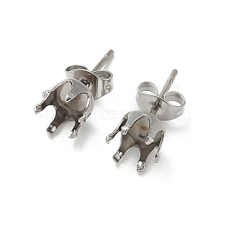 316 Surgical Stainless Steel Stud Earring Findings, Stainless Steel Color, 6x16.5mm(STAS-Z118-03P-02)