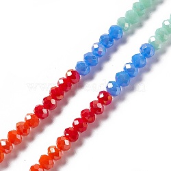 Imitation Jade Opaque Solid Color Glass Beads Strands, Faceted, Abacus, Blue, 6x5mm, Hole: 1.2mm, about 90pcs/strand, 16.73 inch(42.5cm)(GLAA-L044-A03)