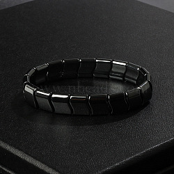 Non-Magnetic Synthetic Hematite Beaded Stretch Bracelets for Men, Rectangle, 5/8x2-1/2 inch(1.45x6.5cm), Inner Diameter: 2-1/8 inch(5.5cm)(FIND-PW0021-10B)