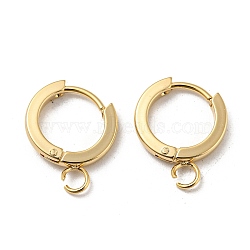 201 Stainless Steel Huggie Hoop Earrings Findings, with Vertical Loop, with 316 Surgical Stainless Steel Earring Pins, Ring, Real 24K Gold Plated, 13x2mm, Hole: 2.7mm, Pin: 1mm(STAS-A167-01F-G)