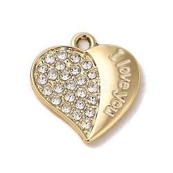 Alloy Rhinestone Pendants, Enamel Style, Heart for Valentine's Day, White, 19.5x17.5x2mm, Hole: 1.8mm(PALLOY-P303-04G-01)