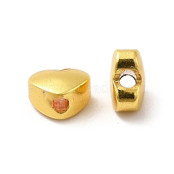 Rack Plating Brass Beads, Long-Lasting Plated, Heart, Matte Gold Color, 5x6x3.5mm, Hole: 1.5mm.(KK-P095-23MG)