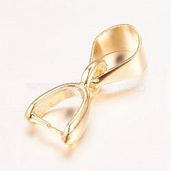 Real 18K Gold Plated Brass Pendant Pinch Bails, Nickel Free, Rack Plating, 9x5x3mm, Hole: 4x5mm(KK-E702-04G-NF)