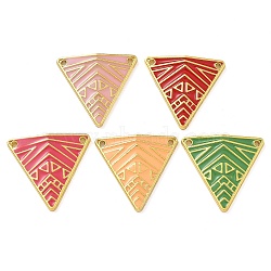 Rack Plating Brass Enamel Triangle Connector Charms, Real 18K Gold Plated, Long-Lasting Plated, Lead Free & Cadmium Free, Mixed Color, 24x25.5x3.5mm, Hole: 1.4mm(KK-G515-09G)