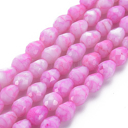Opaque Baking Painted Glass Beads Strands, Imitation Stones, Faceted, Teardrop, Pearl Pink, 7.5x6mm, Hole: 1.2mm, about 53~54pcs/strand, 15.75 inch~15.94 inch(40~40.5cm)(EGLA-N006-007C)