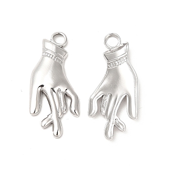 304 Stainless Steel Pendants, Hand Charms, Stainless Steel Color, 27x12x2.5mm, Hole: 3mm