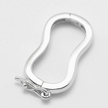 Anti-Tarnish Rhodium Plated 925 Sterling Silver Twister Clasps, Platinum, 25x13x3mm, Inner Diameter: 7.2x20mm