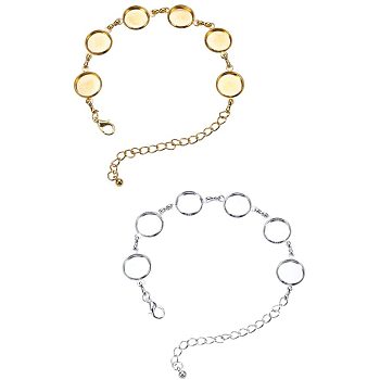 Brass Bracelet Making, Flat Round, Silver & Golden, Mixed Color, 8-1/8x1/2x1/8 inch(20.7x1.4x0.4cm)