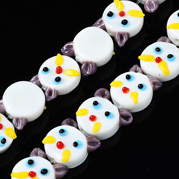 Handmade Bumpy Lampwork Beads Strands, Cat, White, 18x15.5x8mm, Hole: 1.5mm, about 30pcs/strand, 19.13 inch(48.6cm)