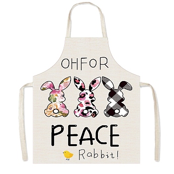Easter Theme Polyester Sleeveless Apron, with Double Shoulder Belt, Black, 560x450mm