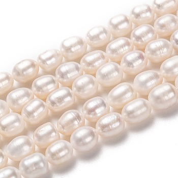 Natural Cultured Freshwater Pearl Beads Strands, Rice, Bisque, 10~11x8~9mm, Hole: 0.8mm, about 35pcs/strand, 13.78 inch(35cm)
