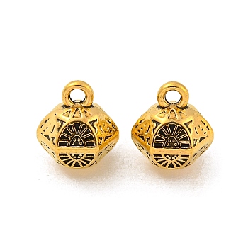 Tibetan Style Alloy Pendants, Cadmium Free & Lead Free, Bell Charms, Antique Golden, 11x9.5x8mm, Hole: 1.6mm, about 507Pcs/1000G