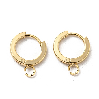 201 Stainless Steel Huggie Hoop Earrings Findings, with Vertical Loop, with 316 Surgical Stainless Steel Earring Pins, Ring, Real 24K Gold Plated, 13x2mm, Hole: 2.7mm, Pin: 1mm