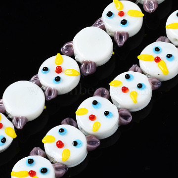 Handmade Bumpy Lampwork Beads Strands, Cat, White, 18x15.5x8mm, Hole: 1.5mm, about 30pcs/strand, 19.13 inch(48.6cm)(LAMP-Q031-013)