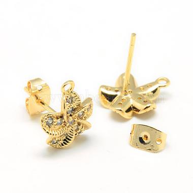 Brass Micro Pave Cubic Zirconia Stud Earring Findings(MAK-T001-01KC)-2