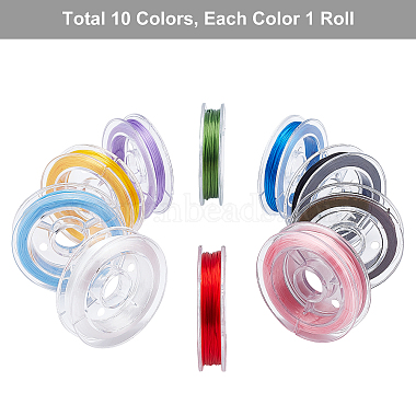 PandaHall Elite 10 Rolls 10 Colors Flat Japanese Crystal Elastic Stretch Thread(EW-PH0002-09)-7