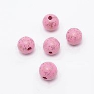 (Clearance Sale)Printed Natural Wood Beads, Round with Angel Pattern, Pearl Pink, 15~16mm, Hole: 3.6·4.2mm(WOOD-TAC0007-57B)