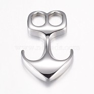 304 Stainless Steel Hook Clasps, For Leather Cord Bracelets Making, Anchor, Stainless Steel Color, 32.5x21x5.5mm, Hole: 5x7mm(STAS-G071-54P)