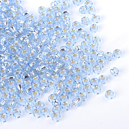 MGB Matsuno Glass Beads, Japanese Seed Beads, 12/0 Silver Lined Glass Round Hole Rocailles Seed Beads, Azure, 2x1mm, Hole: 0.5mm, about 1960pcs/20g(X-SEED-R017-42RR)