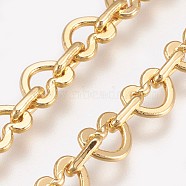 Brass Heart Link Chain Necklaces, with Lobster Claw Clasps, Long-lasting Plated, Real 18K Gold Plated, 21.8 inch(55.5cm)(X-NJEW-O101-01G)