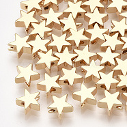 Brass Beads, Star, Real 18K Gold Plated, 6x6x3mm, Hole: 1mm(X-KK-S348-428B)