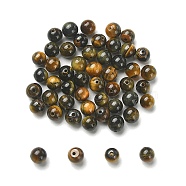 Natural Yellow Blue Tiger Eye Beads Strands, Grade A, Round, 4mm, Hole: 1mm(G-YW0001-56A)