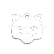 Colored Aluminum Pendants, Laser Cut, Double Sided Dog Pet Name Phone Number ID Tag Charm, Cat, Silver, 23x22.8x1mm, Hole: 2.5mm(ALUM-S018-JA625-1)