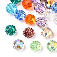 Faceted Transparent Glass Beads, AB Color Plated, Rondelle, Mixed Color, 6x4mm, Hole: 1.2mm(GLAA-E047-01A)