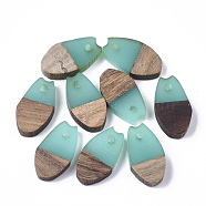 Resin & Wood Pendants, teardrop, Dark Turquoise, 16x9x3.5~4mm, Hole: 1.8mm(X-RESI-S358-12D)